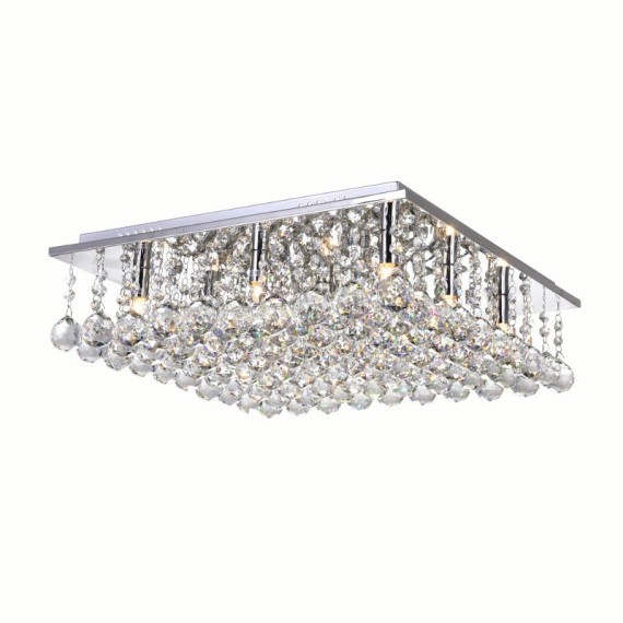 CWI Sparkle 9 Light Flush Mount With Chrome Finish