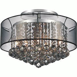 CWI Radiant 9 Light Drum Shade Flush Mount With Chrome Finish