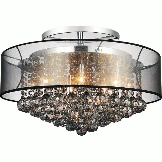 CWI Radiant 12 Light Drum Shade Flush Mount With Chrome Finish