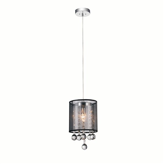 CWI Radiant 1 Light Drum Shade Mini Pendant With Chrome Finish