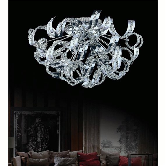 CWI Swivel 9 Light Flush Mount With Chrome Finish