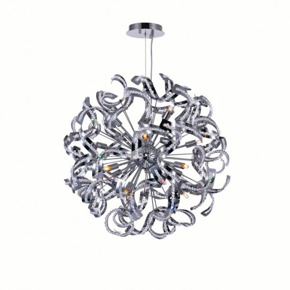 CWI Swivel 18 Light Chandelier With Chrome Finish