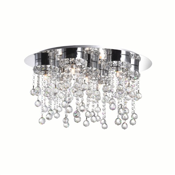 CWI Monica 7 Light Flush Mount With Chrome Finish