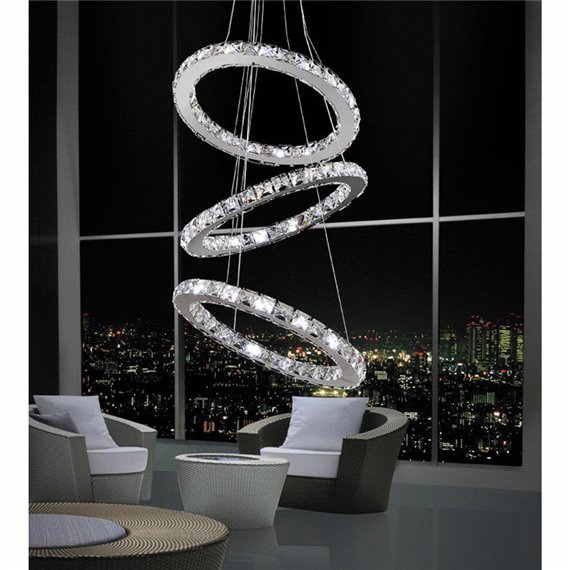 CWI Ring LED Chandelier With Chrome Finish