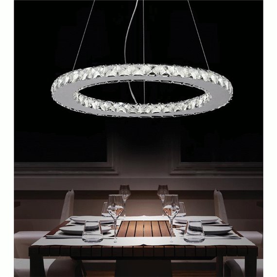 CWI Ring LED Chandelier With Chrome Finish