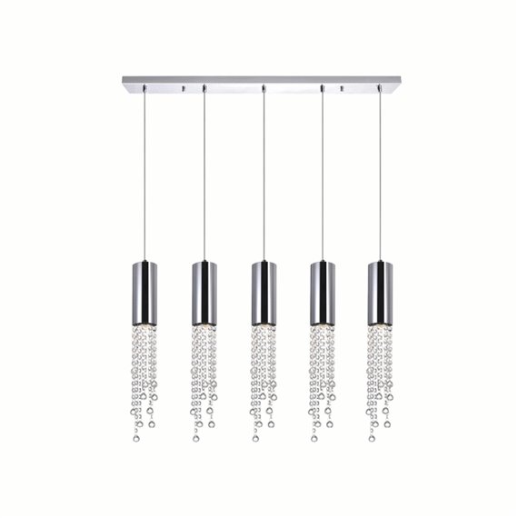 CWI Extended 5 Light Multi Light Pendant With Chrome Finish