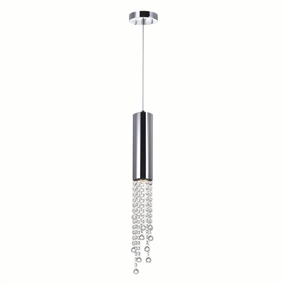 CWI Extended 1 Light Down Mini Pendant With Chrome Finish