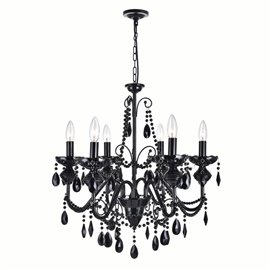 CWI Keen 6 Light Up Chandelier With Black Finish