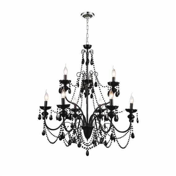 CWI Keen 9 Light Up Chandelier With Black Finish