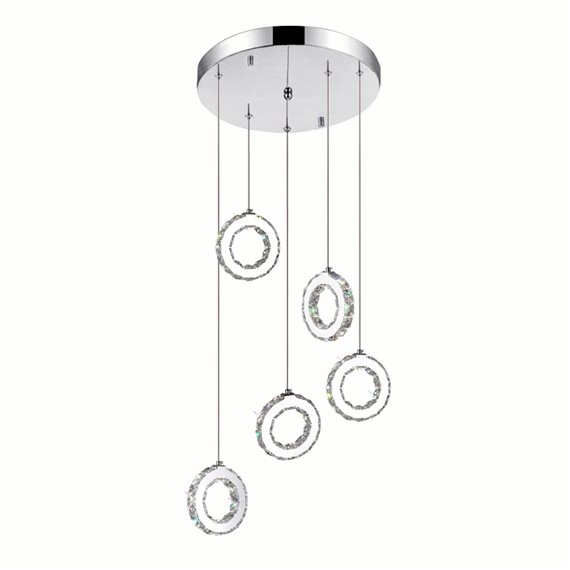 CWI Ring LED Multi Light Pendant With Chrome Finish