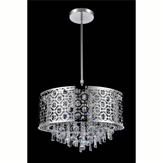 CWI Galant 5 Light Drum Shade Chandelier With Chrome Finish