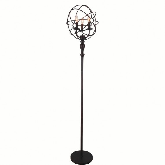 CWI Arza 3 Light Floor Lamp With Brown Finish