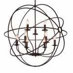 CWI Arza 9 Light Up Chandelier With Brown Finish