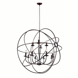 CWI Arza 12 Light Up Chandelier With Brown Finish