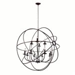 CWI Arza 12 Light Up Chandelier With Brown Finish