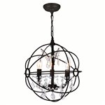 CWI Campechia 3 Light Up Mini Chandelier With Brown Finish