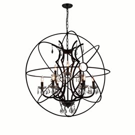 CWI Campechia 9 Light Up Chandelier With Brown Finish