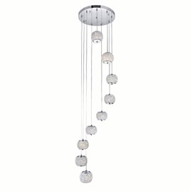 CWI Tiffany 9 Light Multi Light Pendant With Chrome Finish