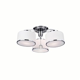 CWI Frosted 3 Light Drum Shade Flush Mount With Chrome Finish