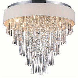 CWI Franca 8 Light Drum Shade Flush Mount With Chrome Finish