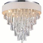 CWI Franca 8 Light Drum Shade Flush Mount With Chrome Finish