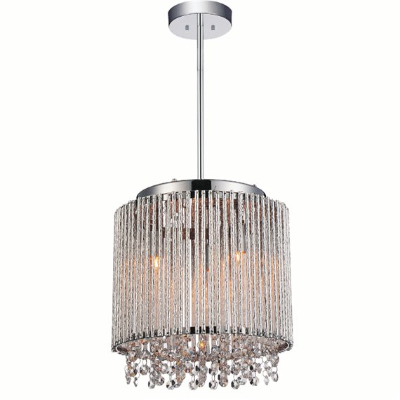 CWI Claire 3 Light Drum Shade Mini Pendant With Chrome Finish