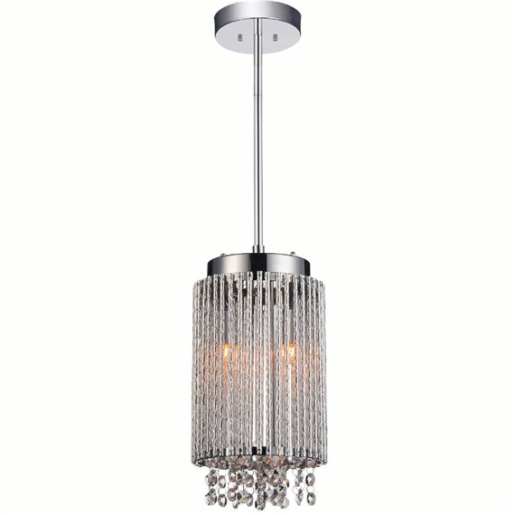 CWI Claire 2 Light Drum Shade Mini Pendant With Chrome Finish