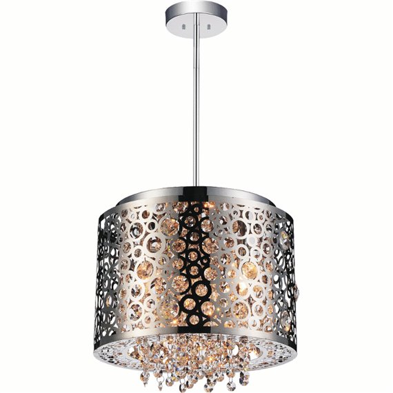 CWI Bubbles 4 Light Drum Shade Mini Pendant With Chrome Finish