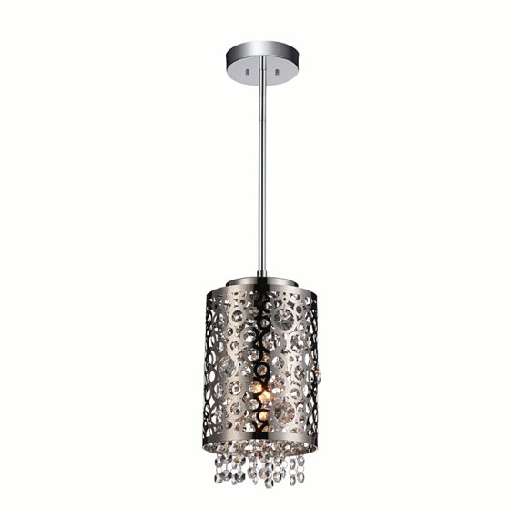 CWI Bubbles 1 Light Drum Shade Mini Pendant With Chrome Finish