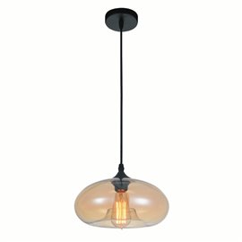 CWI Glass 1 Light Down Mini Pendant With Amber Finish