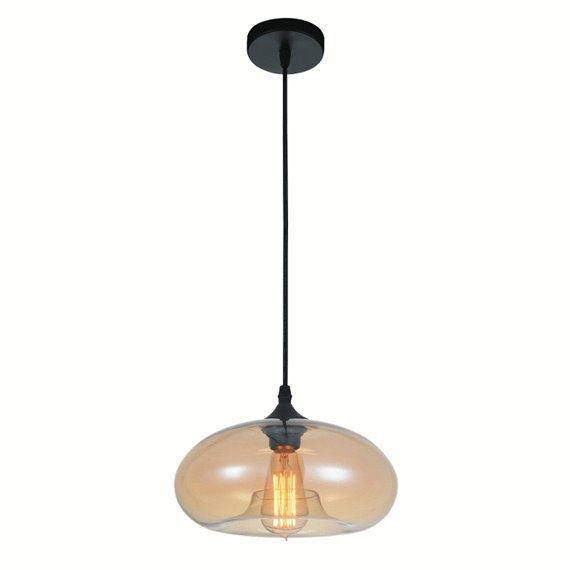 CWI Glass 1 Light Down Mini Pendant With Amber Finish