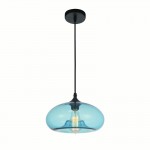 CWI Glass 1 Light Down Mini Pendant With Blue Finish