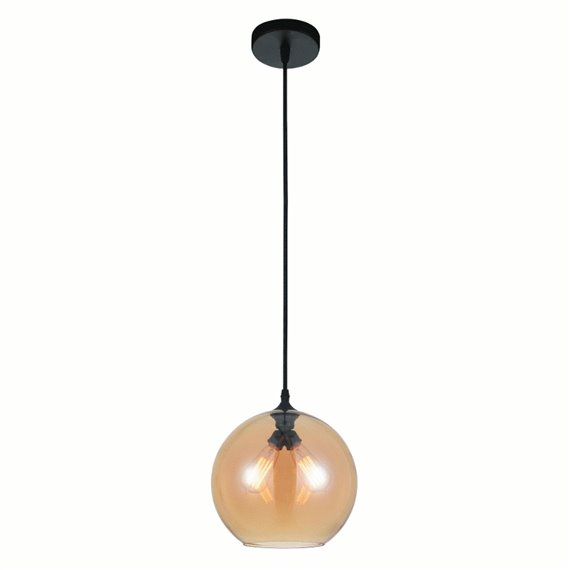 CWI Glass 2 Light Down Mini Pendant With Amber Finish