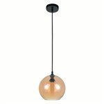 CWI Glass 2 Light Down Mini Pendant With Amber Finish