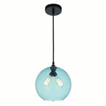 CWI Glass 2 Light Down Mini Pendant With Blue Finish