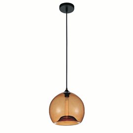 CWI Glass 1 Light Down Mini Pendant With Amber Finish