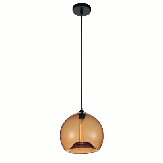 CWI Glass 1 Light Down Mini Pendant With Amber Finish