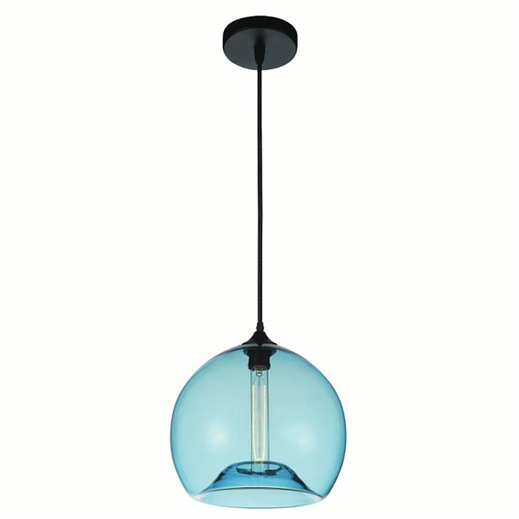 CWI Glass 1 Light Down Mini Pendant With Blue Finish