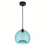 CWI Glass 1 Light Down Mini Pendant With Blue Finish