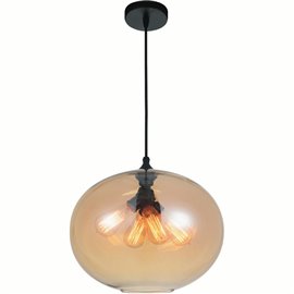 CWI Glass 4 Light Down Pendant With Amber Finish