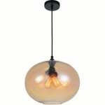 CWI Glass 4 Light Down Pendant With Amber Finish