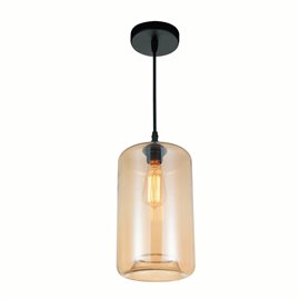 CWI Glass 1 Light Down Mini Pendant With Amber Finish