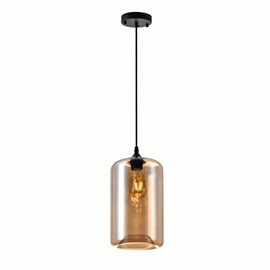 CWI Glass 1 Light Down Mini Pendant With Cognac Finish