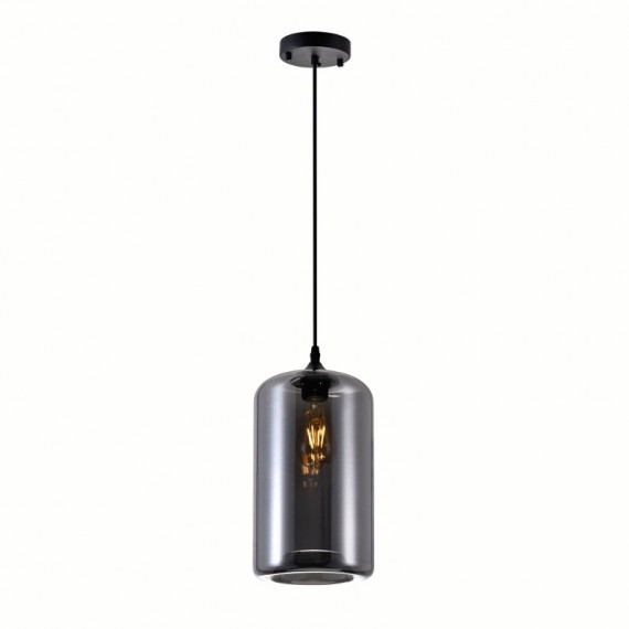 CWI Glass 1 Light Down Mini Pendant With Smoke Finish