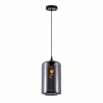 CWI Glass 1 Light Down Mini Pendant With Smoke Finish