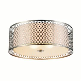 CWI Mikayla 3 Light Drum Shade Flush Mount With Satin Nickel Finish