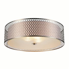 CWI Mikayla 5 Light Drum Shade Flush Mount With Satin Nickel Finish