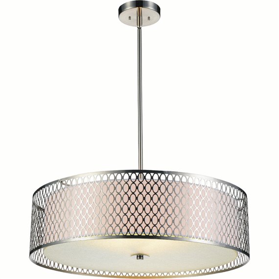 CWI Mikayla 5 Light Drum Shade Chandelier With Satin Nickel Finish