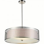 CWI Mikayla 5 Light Drum Shade Chandelier With Satin Nickel Finish