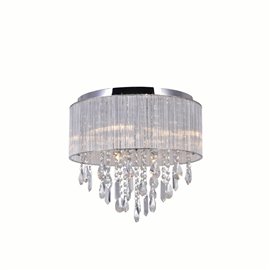 CWI Jacquimo 6 Light Drum Shade Flush Mount With Chrome Finish